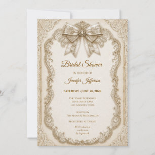 Invitation Élégant Lace Doré Ivoire Baby Shower Mariage