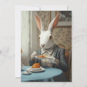 Invitation Elégant lapin à l'heure du thé
