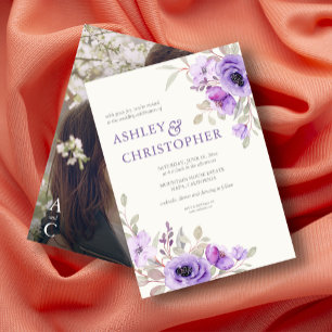 Invitation Élégant Lavande Floral Bouquet Mariage photo