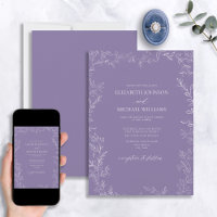 Élégant Lavande moderne minimaliste Mariage feuill