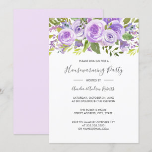 Invitation Élégant Lavande Rose Floral