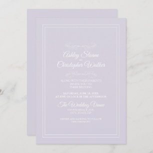 Invitation Élégant Lavande violet Mariage blanc
