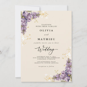 Invitation Elégant Lavender Botanical Garden Wedding