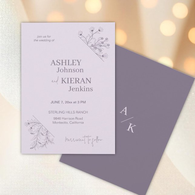 Invitation Élégant Lavender Floral Mariage (Créateur téléchargé)