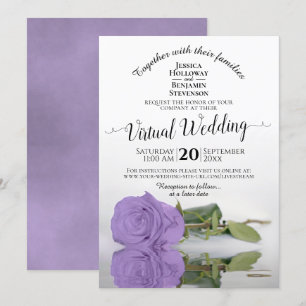 Invitation Élégant Lavender Purple Rose Mariage virtuel