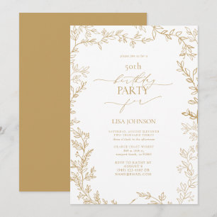 Invitation Elégant Leaf Gold 50e anniversaire