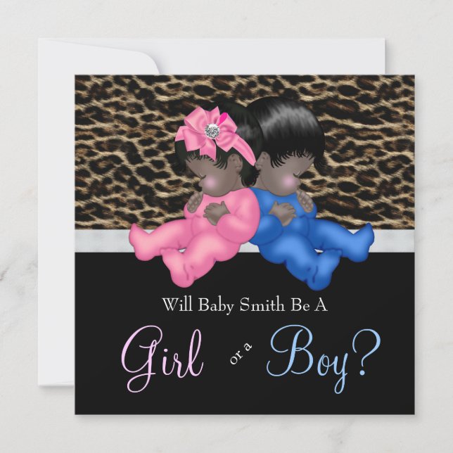 Invitation Elégant Leopard Baby Genre Reveal Douche (Devant)