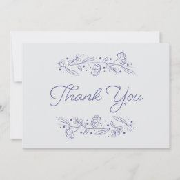 Invitation Elegant Light Blue Floral Vines Thank You Card