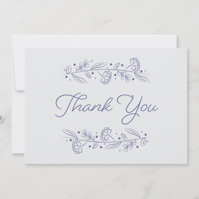Invitation Elegant Light Blue Floral Vines Thank You Card (Devant)