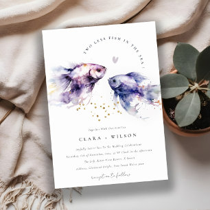 Invitation Elégant Lilac Aquarelle Mariage de poisson côtier