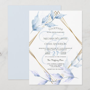Invitation Élégant Lilac bouché et feuillage bleu poussiéreux