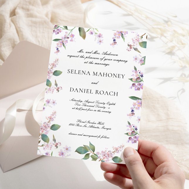 Invitation Élégant Lilac Fleur sauvage Mariage chic (Créateur téléchargé)