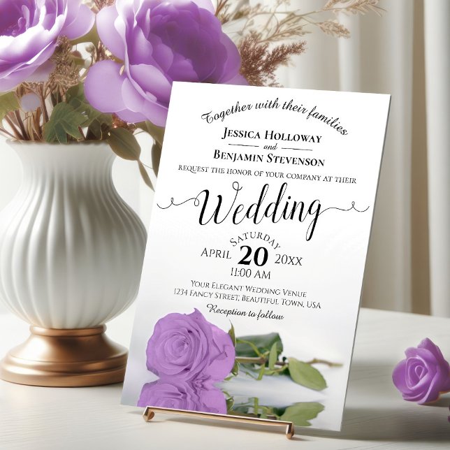Invitation Élégant Lilac Lilac Purple Mariage Rose long (Créateur téléchargé)