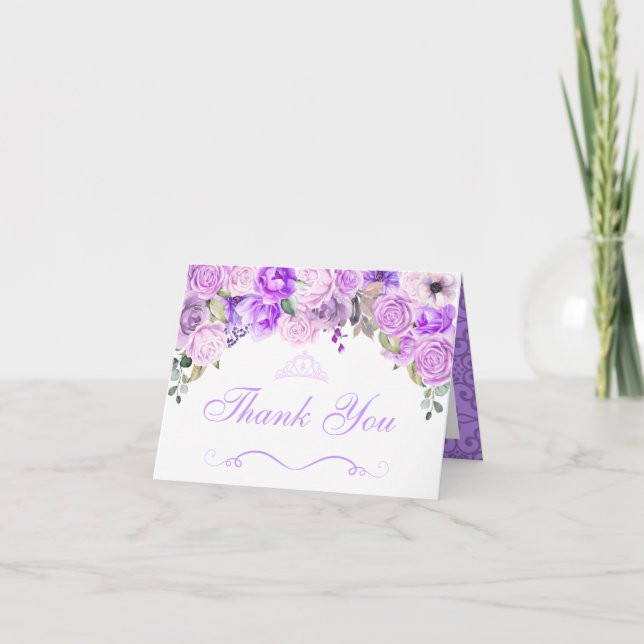 Invitation Élégant Lilac violet Floral Quinceanera Merci (Devant)