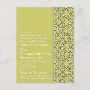 Invitation Elegant Lime & White Mariage damassé