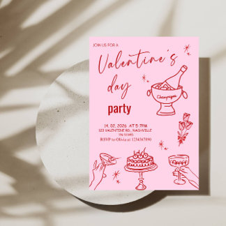 Invitation Elegant Line Art Valentine’s Day Party
