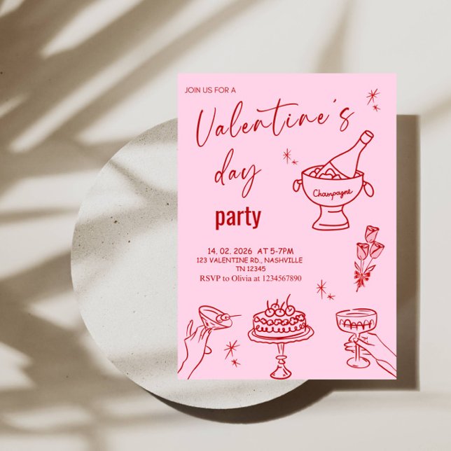 Invitation Elegant Line Art Valentine’s Day Party (Créateur téléchargé)