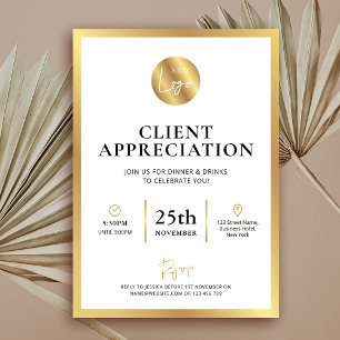 Invitation Élégant Logo Gold Client Appréciation Day Business