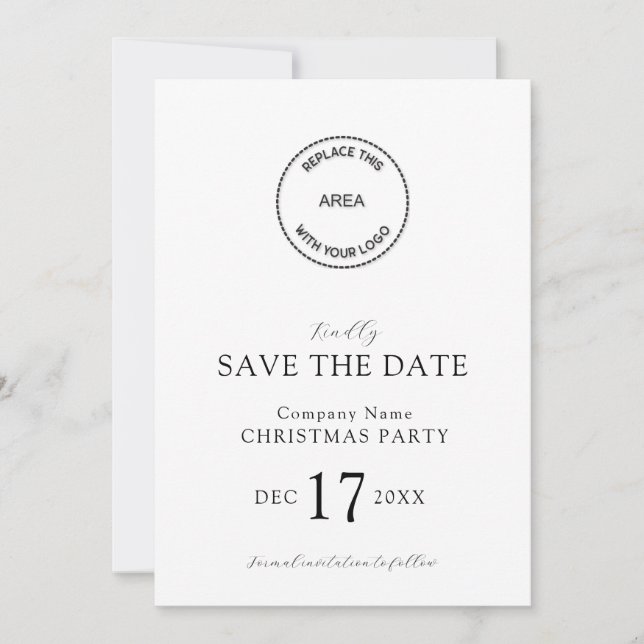 Invitation Élégant Logo Société Fête de Noël Enregistrer la d (Devant)