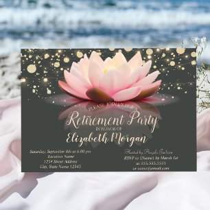 Invitation Élégant Lotus String Lights Dots Retraite Party
