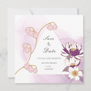 Invitation Élégant Lotus Violet Fleuri Enregistrer La Date