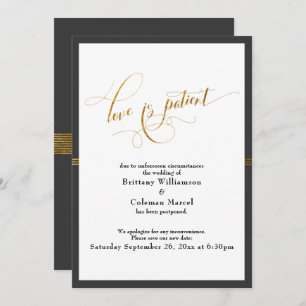 Invitation Elegant Love est Patient Dark Grey Gold Stripe Car