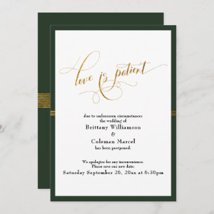 Invitation Elegant Love est Patient Green & Gold Stripe Card