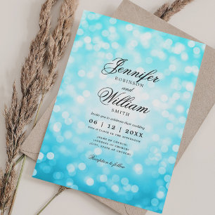 Invitation Élégant lumière de mariage Turquoise QR RSVP