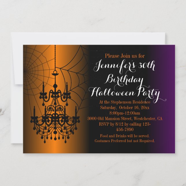 Invitation Elégant lustre Anniversaire fête d'Halloween (Devant)