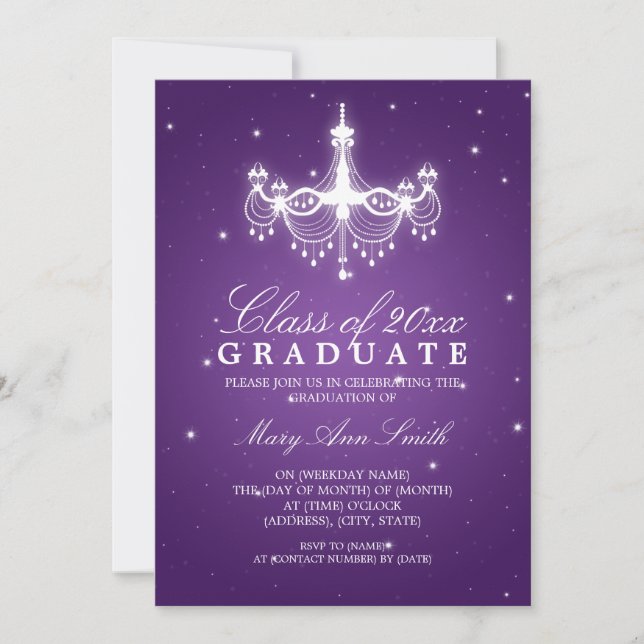 Invitation Élégant lustre de classe de la fête des diplômés v (Devant)