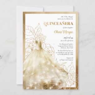 Invitation Elégant lux or robe formelle glamor Quinceañera