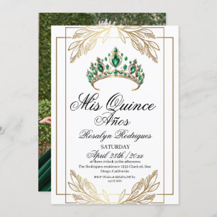 Invitation Elégant Lux Photo Quinceanera Gold Tiara