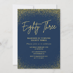 Invitation Élégant Luxe Navy Or Paillettes 83e anniversaire