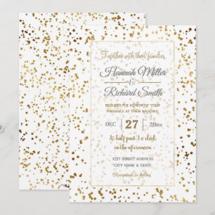 Invitation Elégant Luxe Parkling Gold Confetti Dots Image