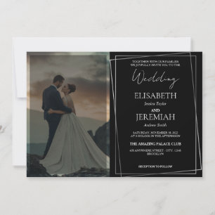 Invitation Elégant Luxury Gold & Black Overlay Mariage photo