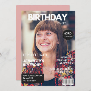 Invitation Elegant Luxury Magazine Photo 63e anniversaire