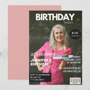 Invitation Elegant Luxury Magazine Photo 81e anniversaire