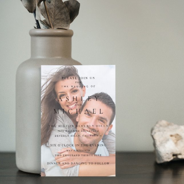 Invitation Elégant Luxury Vellum 2 Photo Black White Mariage (Your Dream Wedding Awaits! Invite in Style 🌹💒 [Customize Your Invite])