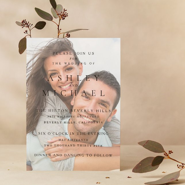 Invitation Elégant Luxury Vellum 4 Photo Black White Mariage (Your Dream Wedding Awaits! Invite in Style 🌹💒 [Customize Your Invite])