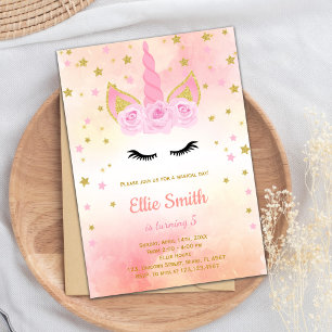Invitation Elégant Magical Girl Party Card avec design floral