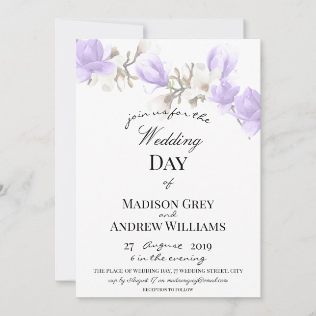 Invitation Élégant Magnolia Blossom Mariage (Devant)