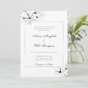 Invitation Élégant Magnolia Classique Mariage de cadre Or Mod