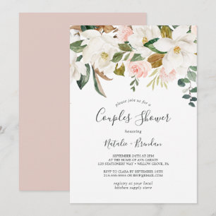 Invitation Élégant Magnolia   Douche Couples Blush