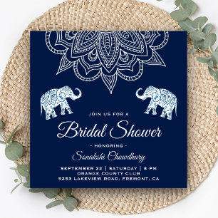 Invitation Élégant Mandala Bleu Fête de Mariage Indienne