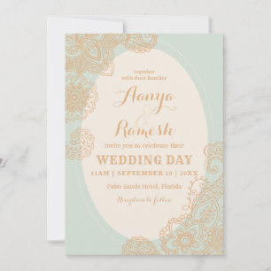 Invitation Élégant Mandala Cercle pointillé Mehndi Mariage