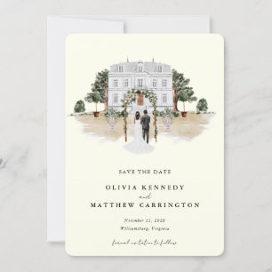 Invitation Elégant Manoir De Pays Enregistrer la date