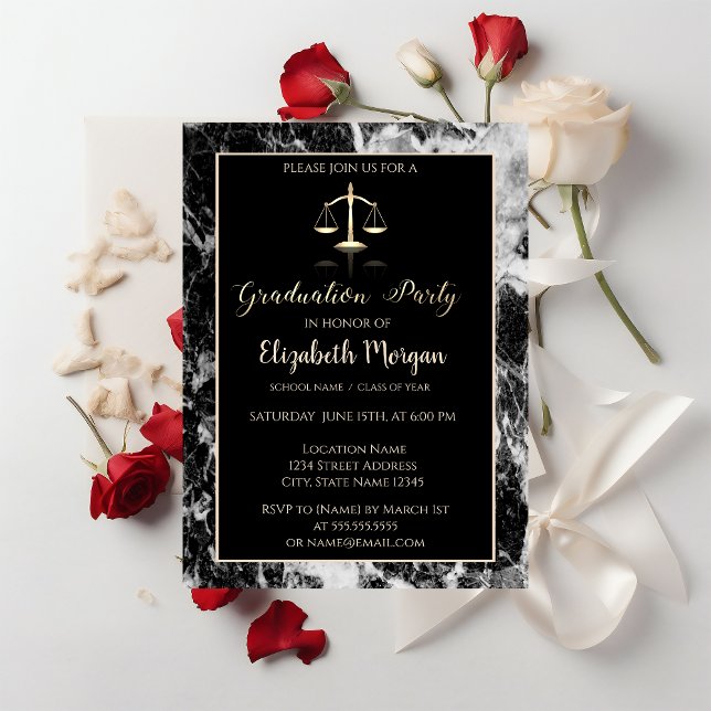 Invitation Élégant Marble Law School Graduation Party (Créateur téléchargé)