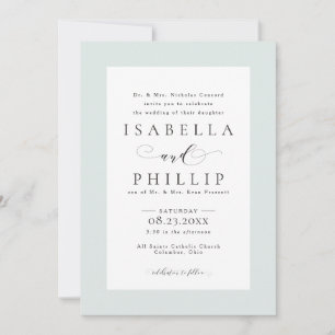 Invitation Élégant mariage à cadre vert formel
