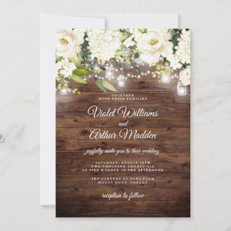 Invitation Élégant Mariage à cordes florales rustiques