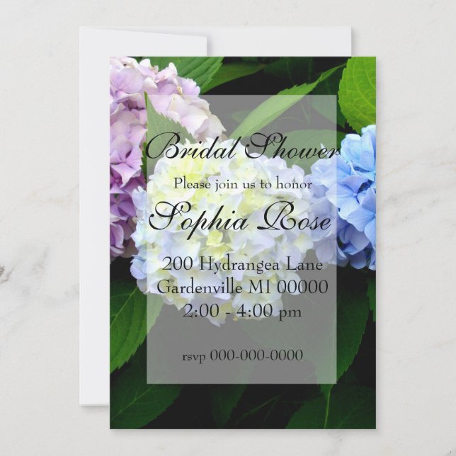 Invitation Élégant mariage à fleurs d'hydrangée (Devant)